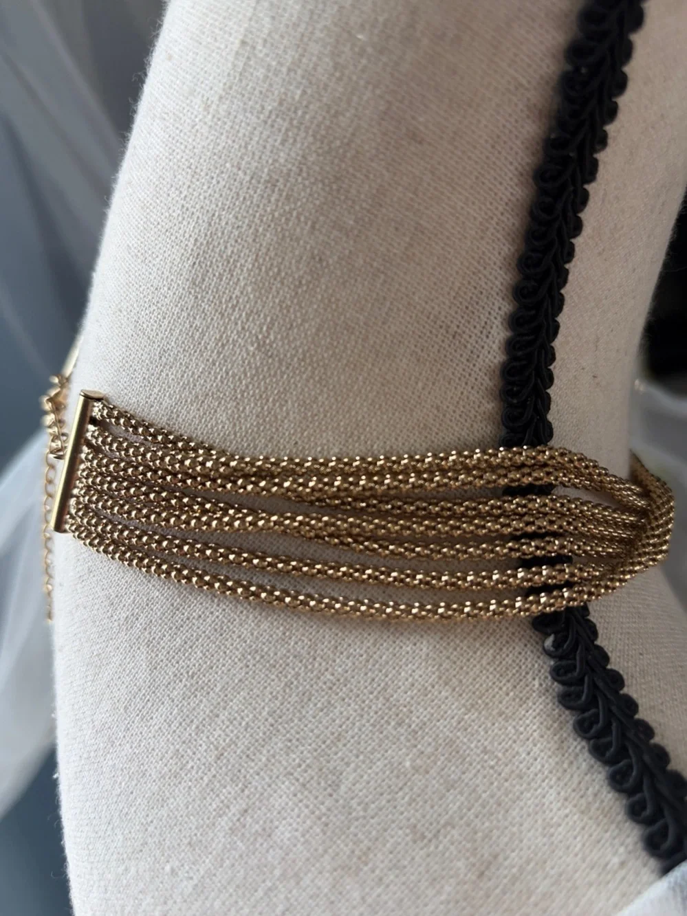 Vintage Monet Multi-Strand Liquid-Gold Tone Chain Necklace